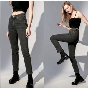 BDG High-Rise Slim Straight Jeans — Charcoal Gray
